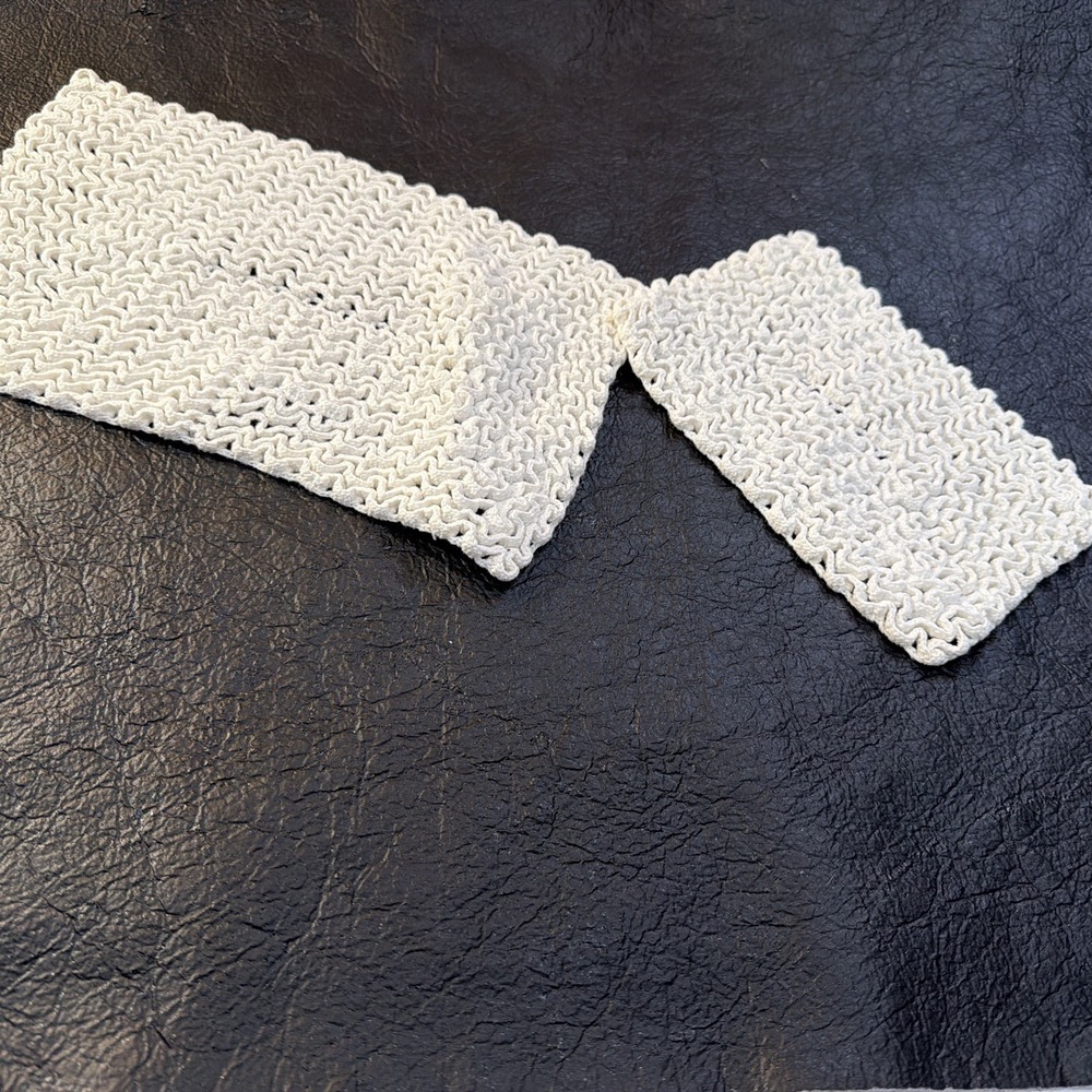 2 Pc RECTANGLE HAND‎ CROCHET TABLE Squares Cottage, Vintage,breadbasket 321